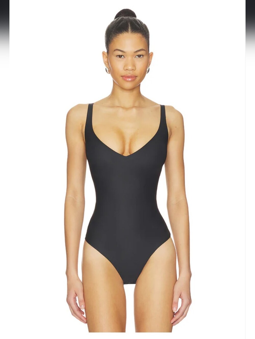 Body Core Sculpt Plunge Thong Bodysuit in Onyx